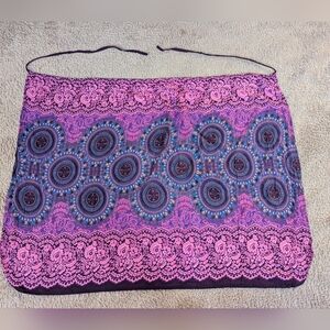 Multicolored Patterned Wrap Around Skirt Cotton Lightweight 49'wide by 37' long